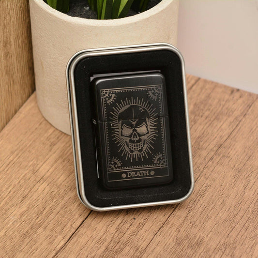 Tarot Card Engraved Lighter – Gothic Witchy Gift | Refillable Petrol Lighter in Gift Tin | The Lovers, Death, Magician & More
