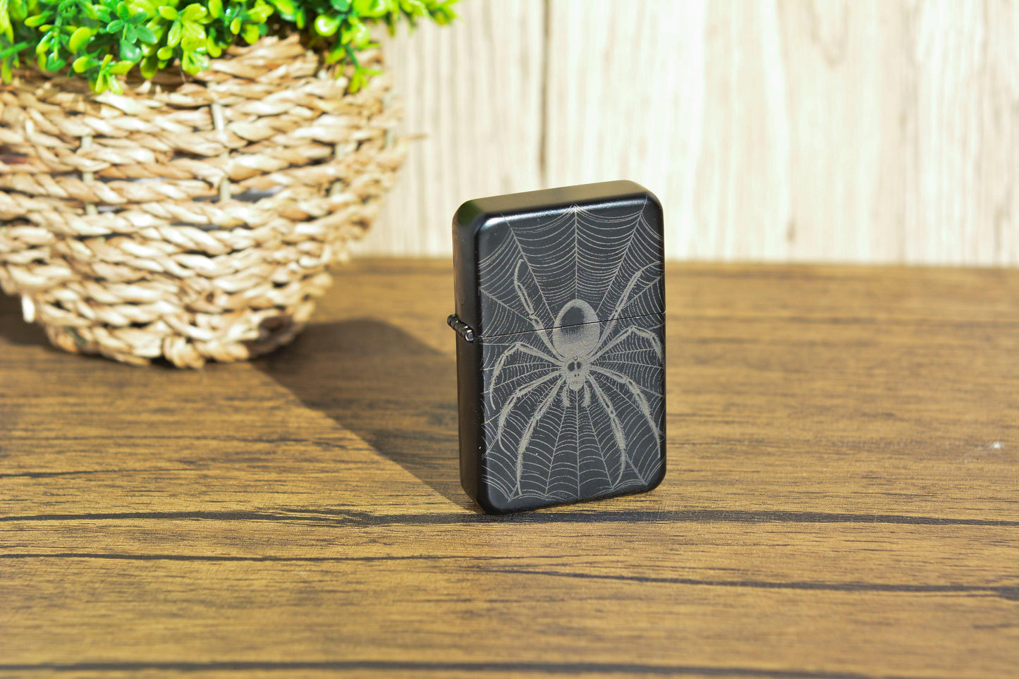 WhimsyGoth Spider Web Flip Lighter – Refillable Gothic Petrol Lighter, Laser Engraved Stainless Steel Gift, Witchy Whimsical Decor