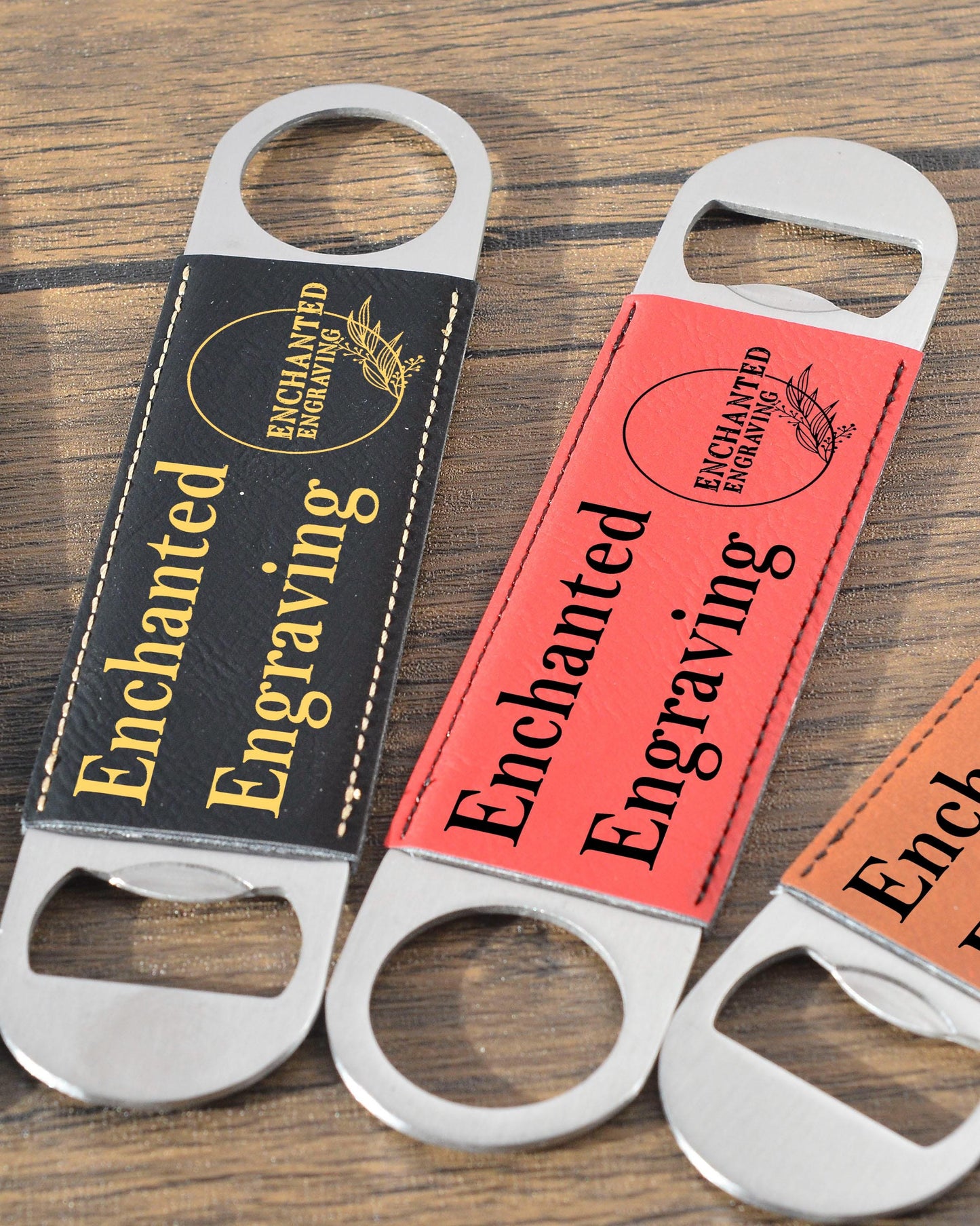 Custom Leatherette Bottle Opener – Personalised Bar Blade with Logo or Text – Groomsmen Gift, Pub Tool, Team or Business Branding