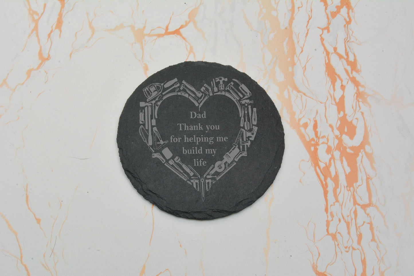 Funny Father’s Day Slate Coasters – Laser Engraved Dad Quote Gift – Rustic Home Bar Decor for Him