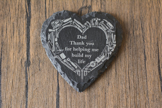 Funny Father’s Day Slate Coasters – Laser Engraved Dad Quote Gift – Rustic Home Bar Decor for Him