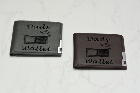 Engraved Funny Dad Wallet – “Dad’s Wallet” PU Leather Slim Wallet – Father’s Day Gift from Kids – Practical & Humorous Gift for Him