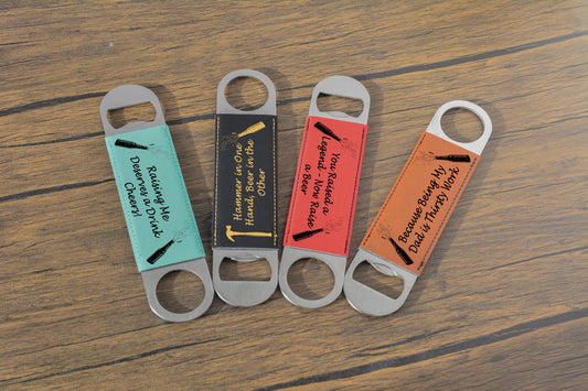 Father’s Day Bottle Opener – “Love You Loads Dad” Funny Bar Blade Gift – Leatherette & Stainless Steel, Gift from Son or Daughter