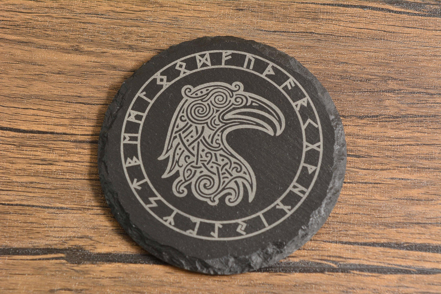 Norse Mythology Slate Coaster, Viking Animal Runes, Engraved Odin's Creatures, Nordic Home Gift for Him or Her, Mythology Decor for Pagan